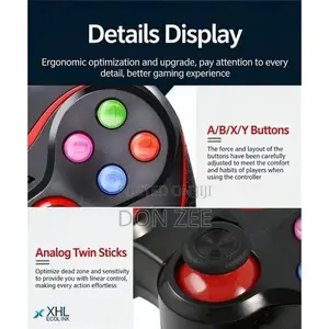 V8 Bluetooth Wireless Gaming Controller Grip Game Pad for Android-Red