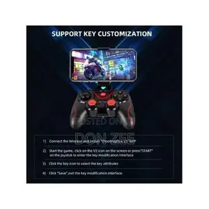 V8 Bluetooth Wireless Gaming Controller Grip Game Pad for Android-Red