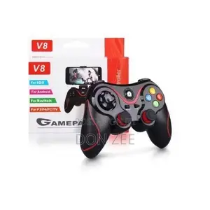 V8 Bluetooth Wireless Gaming Controller Grip Game Pad for Android-Red