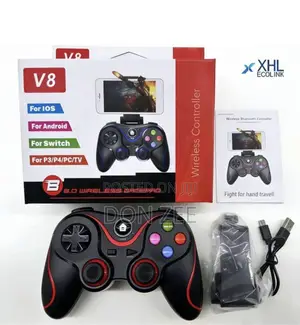 V8 Bluetooth Wireless Gaming Controller Grip Game Pad for Android-Red
