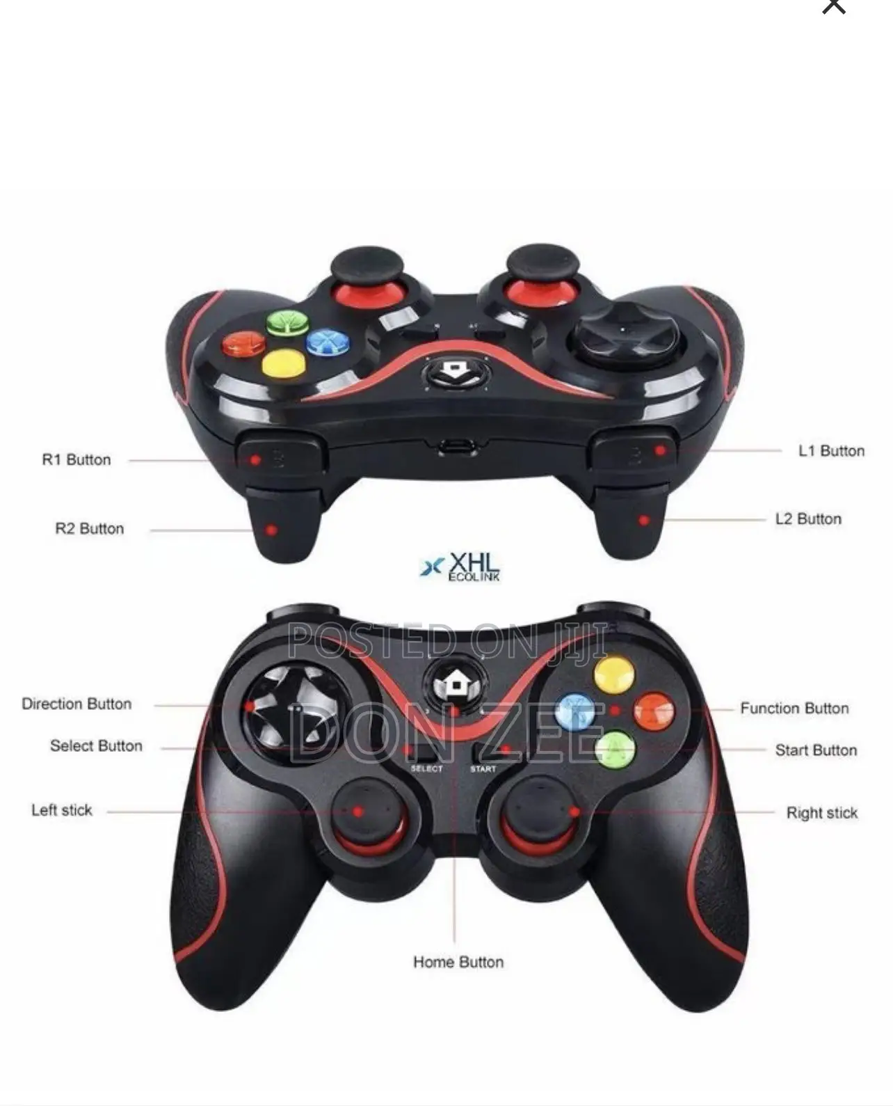 V8 Bluetooth Wireless Gaming Controller Grip Game Pad for Android-Red