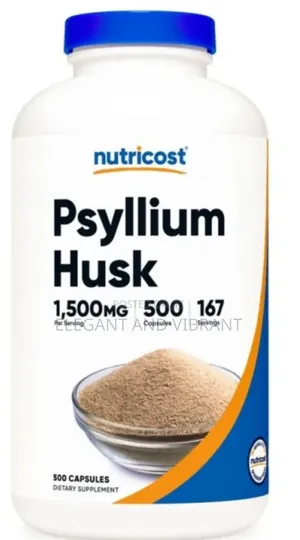 Psyllium Husk 1500mg, 500 Capsules, Gluten Free, GMO-Free