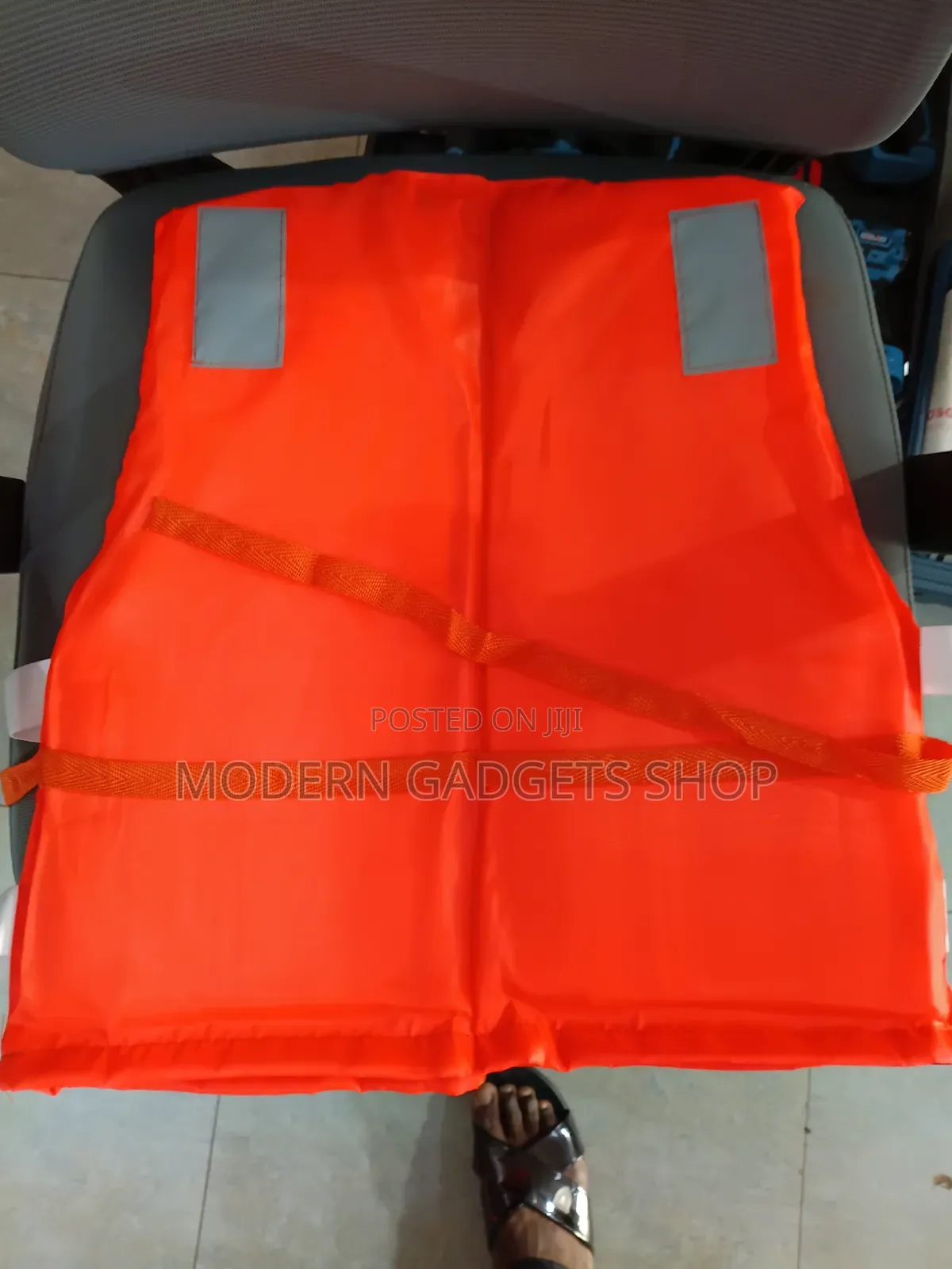 High-Visibility Orange Life Jacket With Reflective Strips