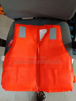 High-Visibility Orange Life Jacket With Reflective Strips