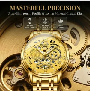 Men's Watch Luxury Hollow Noctilucence Waterproof Calender - Gold