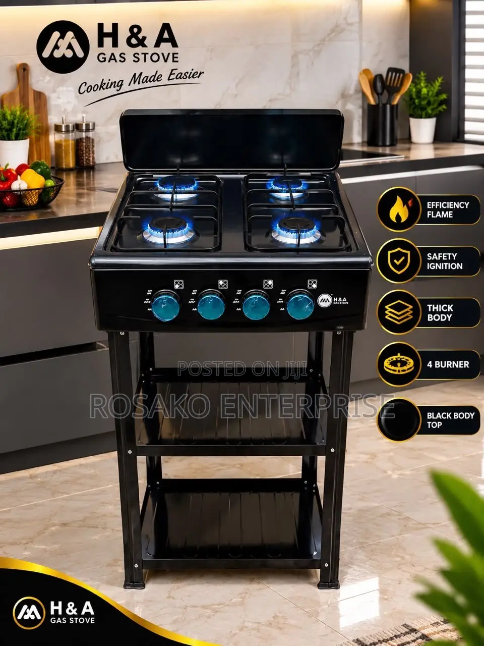 H&A 4 Burner Gas Stove