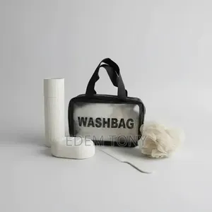 5 in 1 Wash Bag Travel Set - In Grey/White