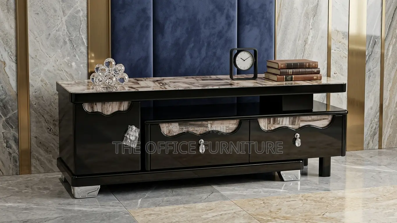 Marble-Effect TV Stand