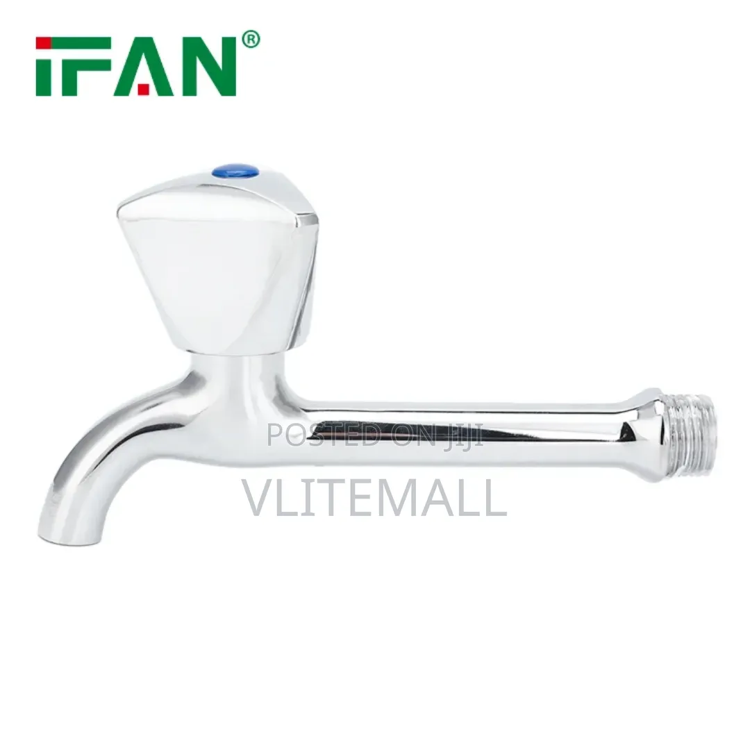 Chrome-Finished Long-Body Bib Cock Tap (Al