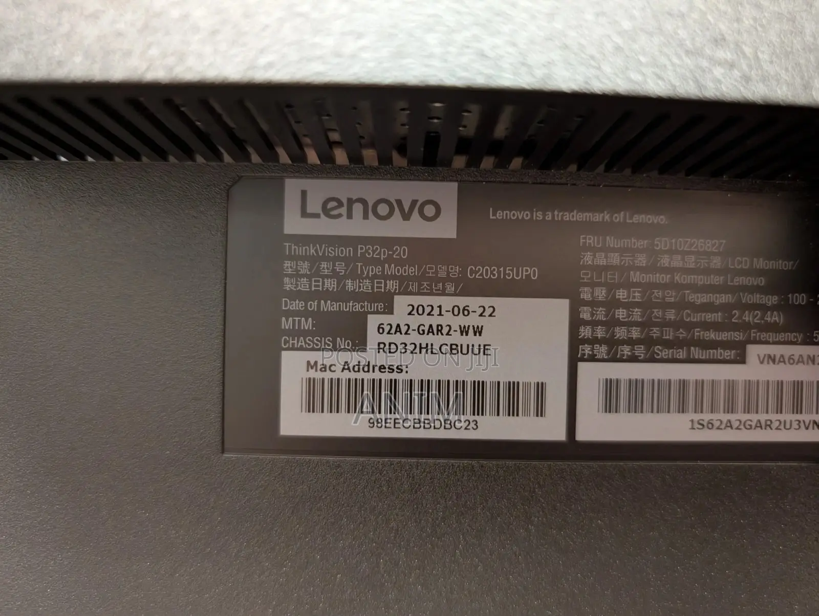 32 Inches Lenovo QHD Monitor 4kusb Type-C 3840 X 480 / 3840 X 2160