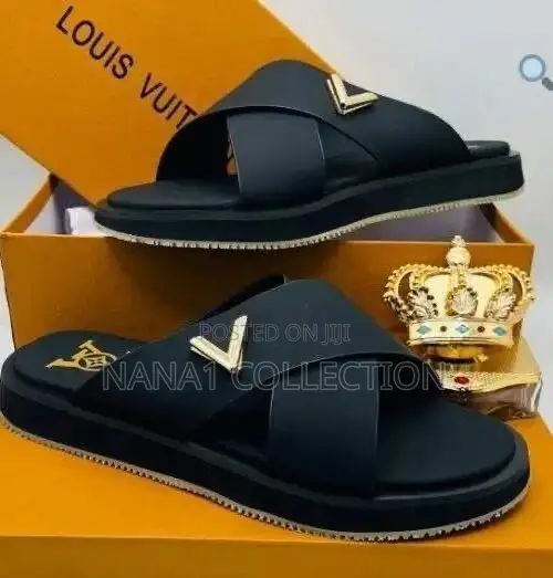 Louis Vuitton Leather Cross - Strap Slippers