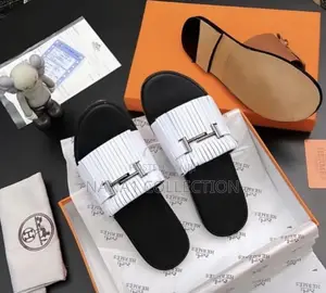 Hermes Gabriel Black/White Calfskin Sandals