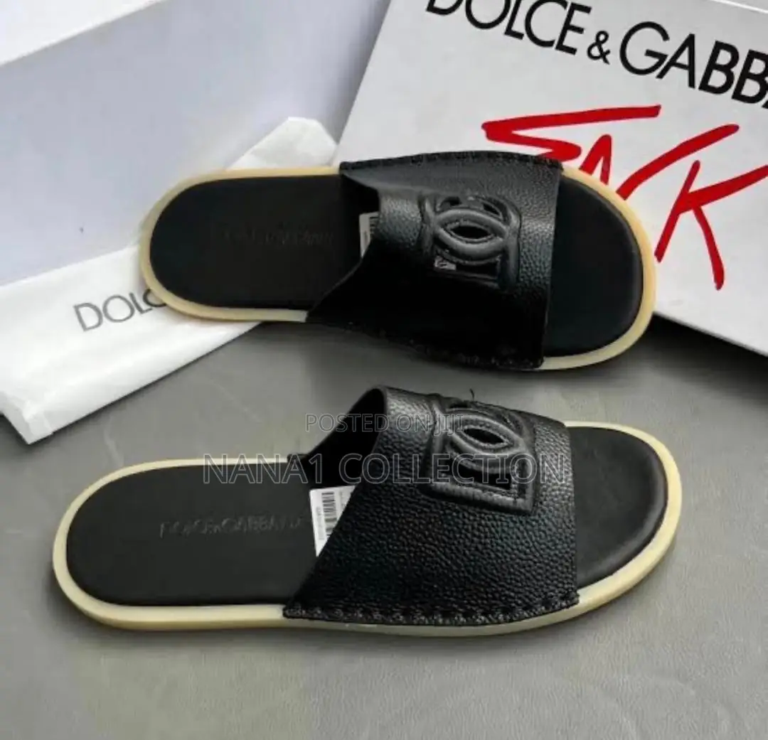 Dolce & Gabbana Suede/ Embossed Leather Slippers