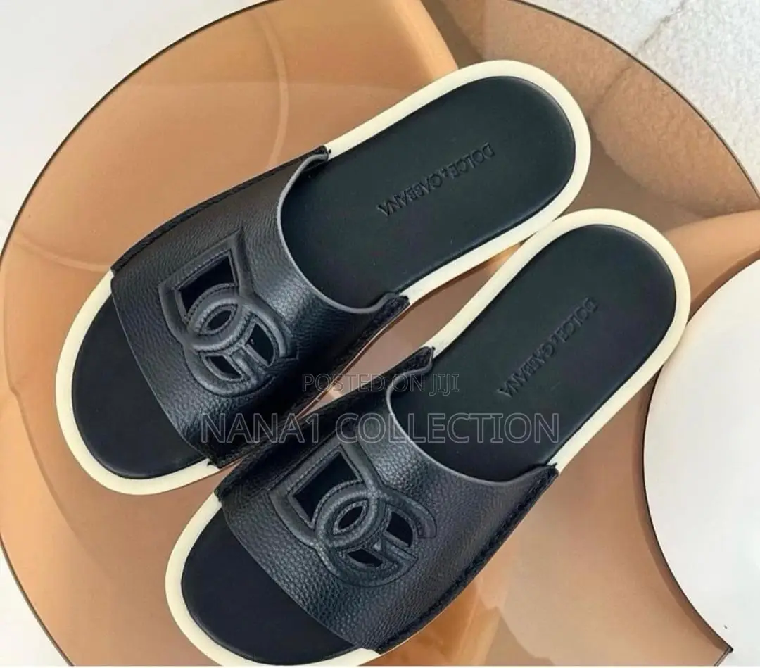 Dolce & Gabbana Suede/ Embossed Leather Slippers