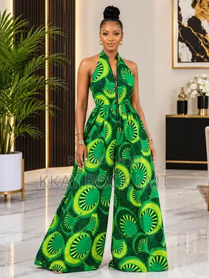 Elegant African Print Halter Neck Jumpsuit.
