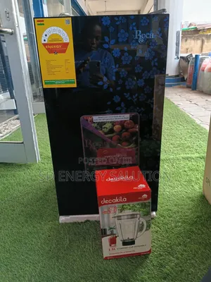 Roch Table Top Fridge 90L - Black Flower - Glass Door - Energy Save