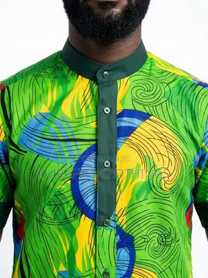 Men’s Short-Sleeve Colorful African Print Shirt