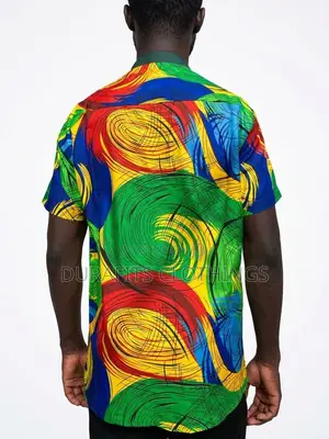 Men’s Short-Sleeve Colorful African Print Shirt