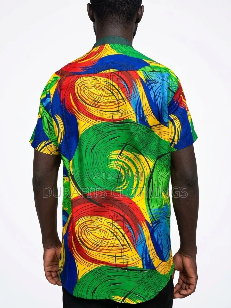 Men’s Short-Sleeve Colorful African Print Shirt