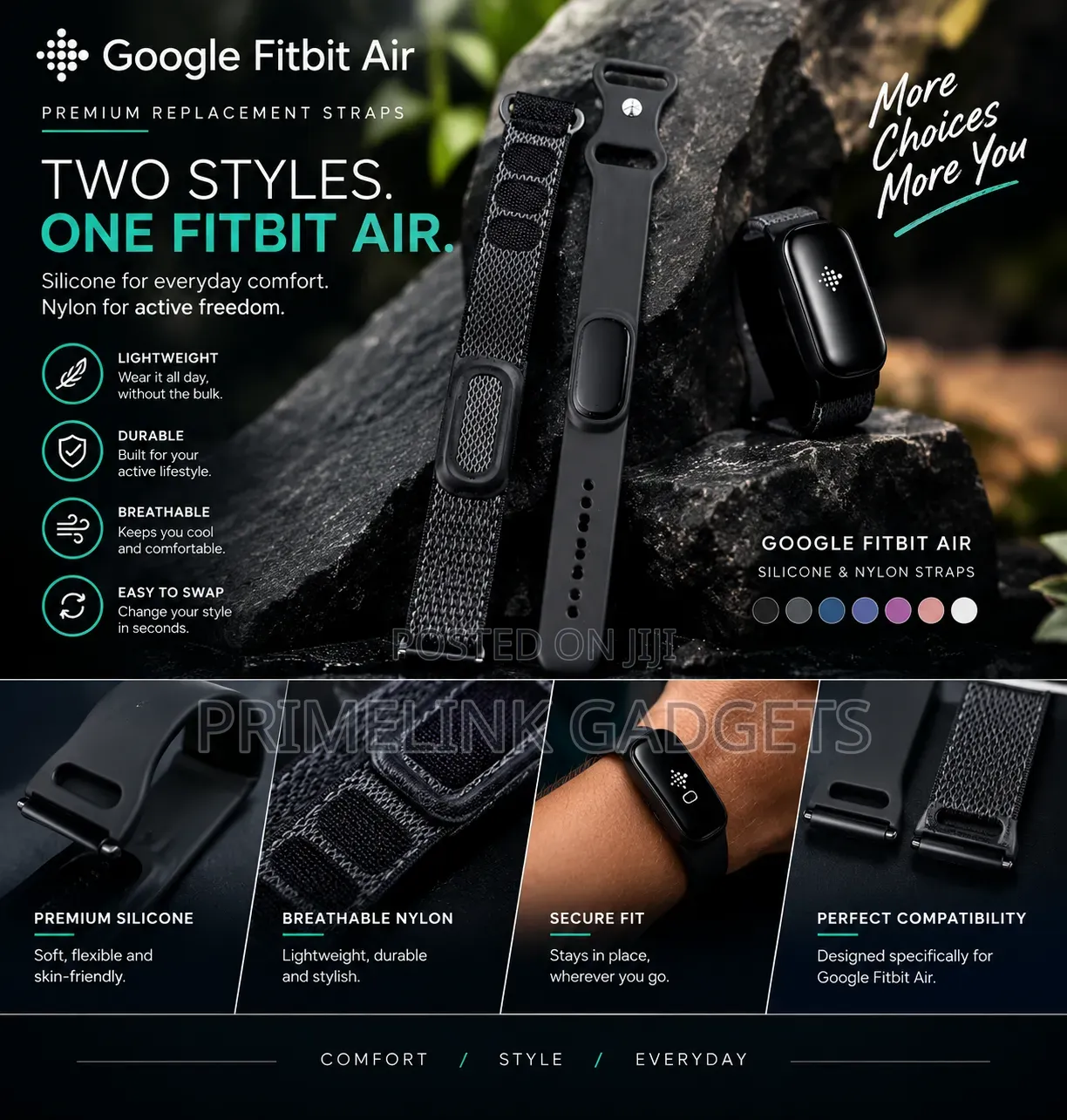 Google Fitbit Air Silicone and Nylon Strap.