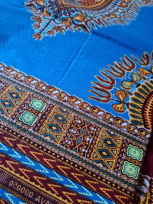 3 Yards Premium Sky Blue Dashiki Fabric / Angelina Print Material
