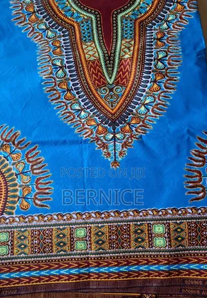 3 Yards Premium Sky Blue Dashiki Fabric / Angelina Print Material