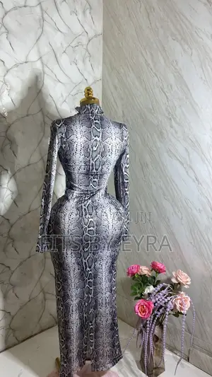 Snakeskin-Print Cut-Out Maxi Dress