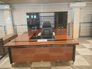 Executive Office Desk Set With Wall Cabinet & Side Extension