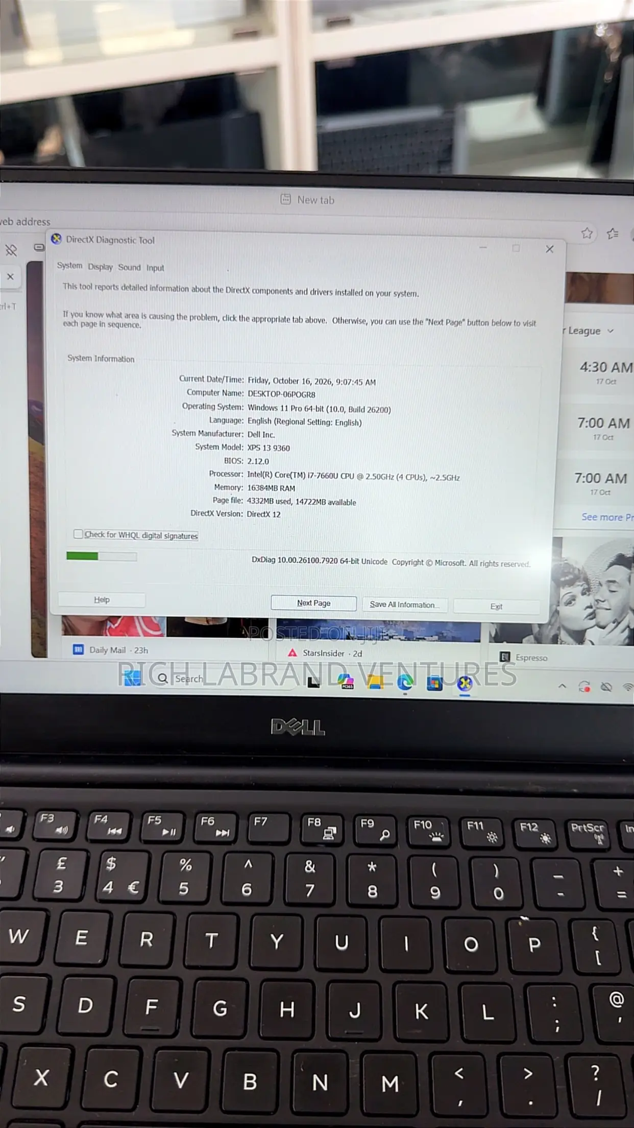 Laptop Dell XPS 13 16GB Intel Core i7 SSD 256GB