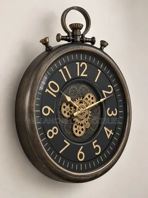 Vintage Pocket Watch Inspired Wall Clock With Rotational Gears 60cm