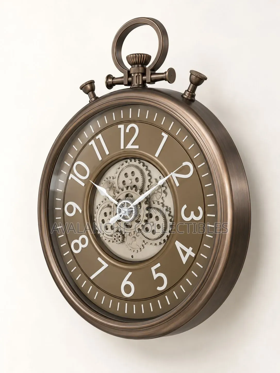 Vintage Pocket Watch Inspired Wall Clock With Rotational Gears 60cm