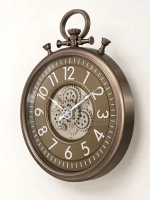 Vintage Pocket Watch Inspired Wall Clock With Rotational Gears 60cm