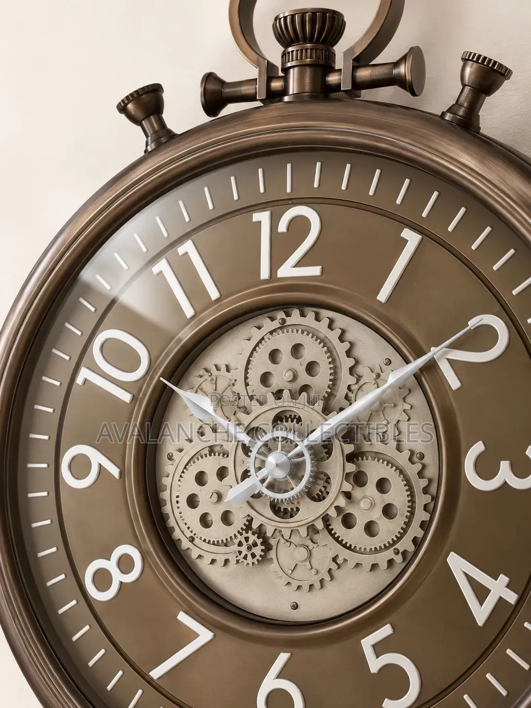 Vintage Pocket Watch Inspired Wall Clock With Rotational Gears 60cm
