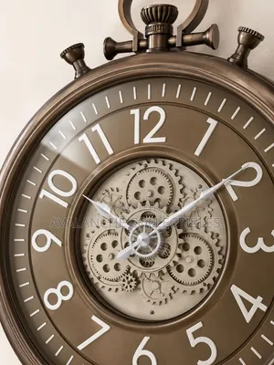 Vintage Pocket Watch Inspired Wall Clock With Rotational Gears 60cm