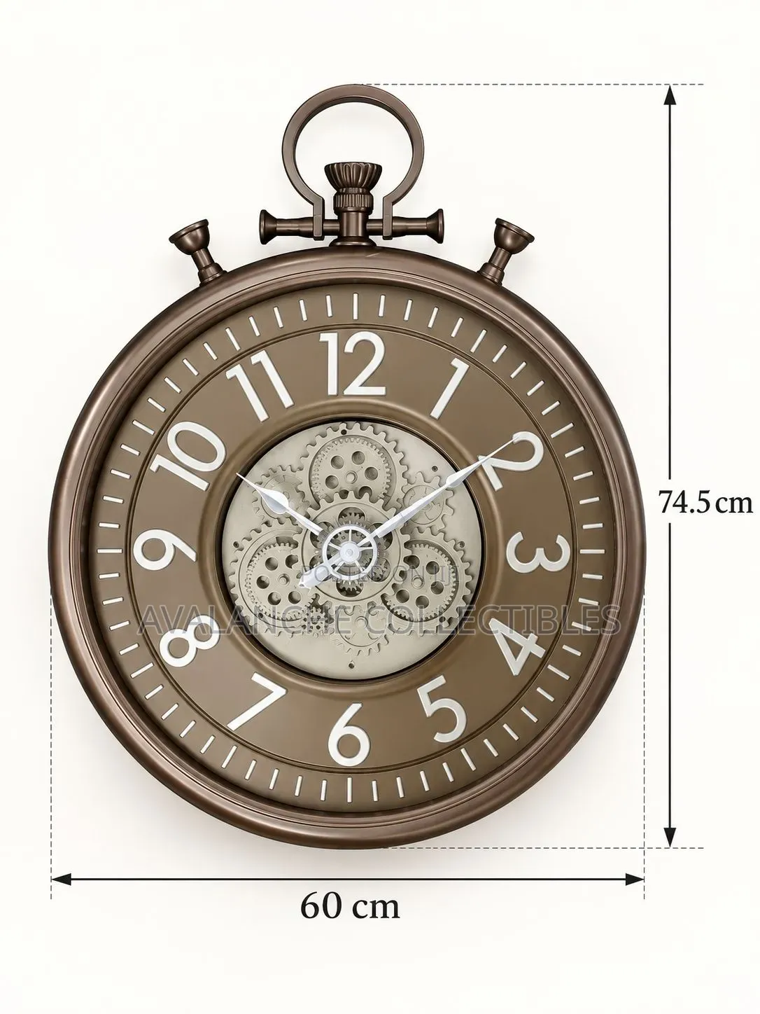 Vintage Pocket Watch Inspired Wall Clock With Rotational Gears 60cm