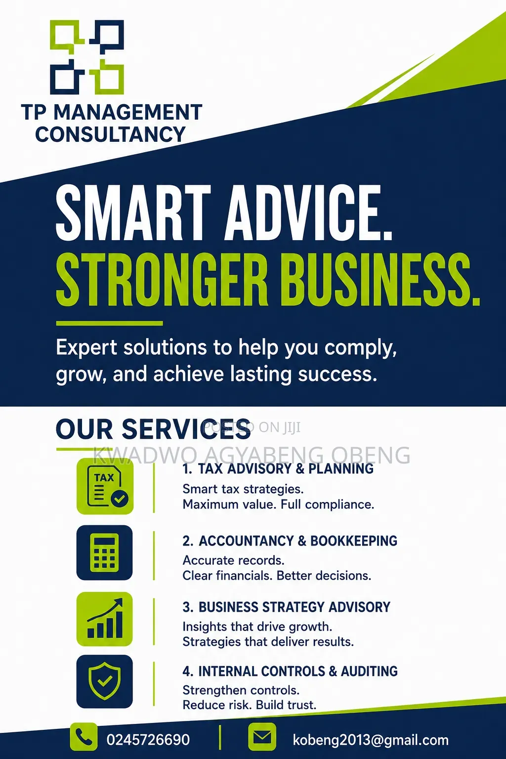 Tax, Bookkeeping & Accountancy, Internal Controls & Audit