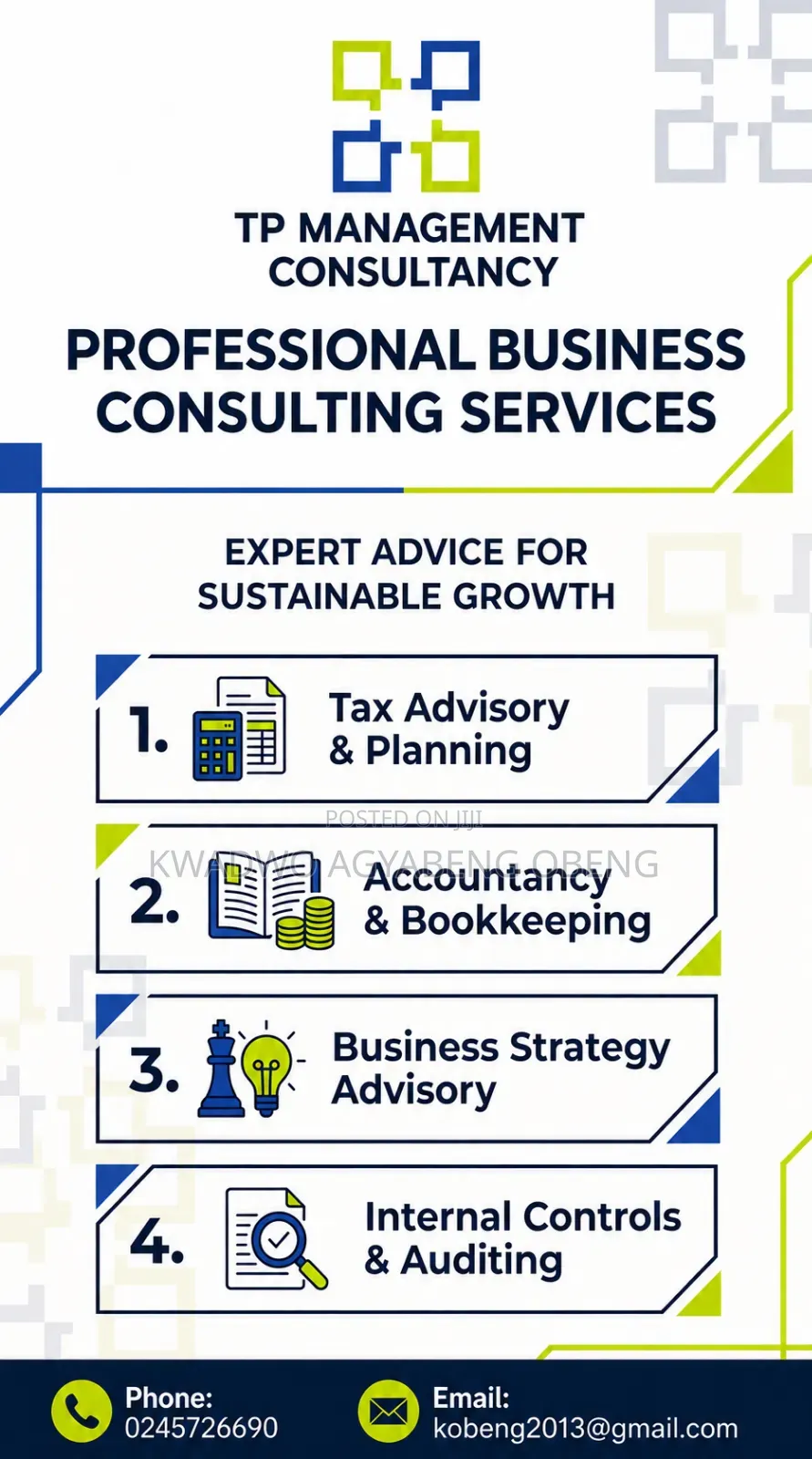 Tax, Bookkeeping & Accountancy, Internal Controls & Audit