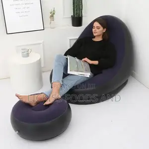 2-in-1 Set Portable Air Inflatable Lazy Sofa Set - Brown