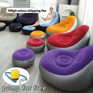 2-in-1 Set Portable Air Inflatable Lazy Sofa Set - Brown