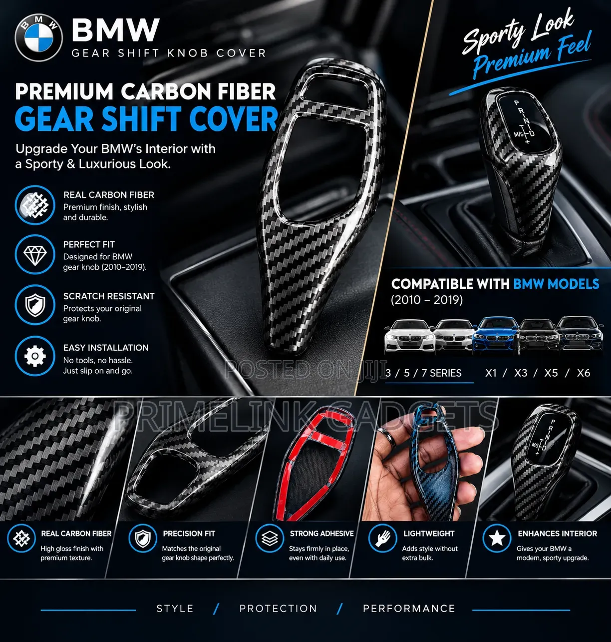 BMW Carbon Fibre Gear Knob Cover (Compatible Models in Description)