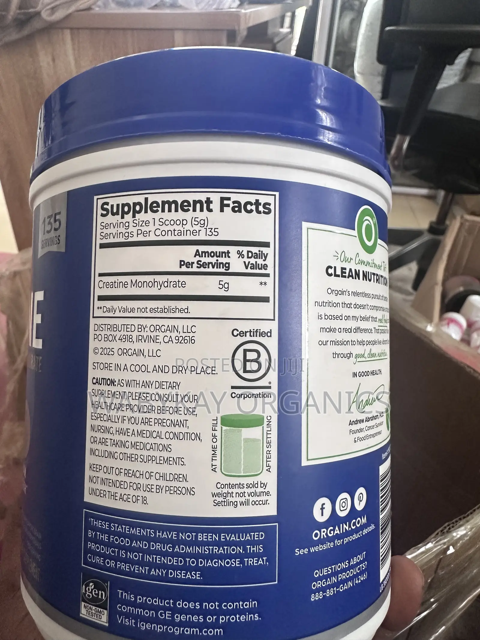 Orgain Creatine Powder 135 Servings