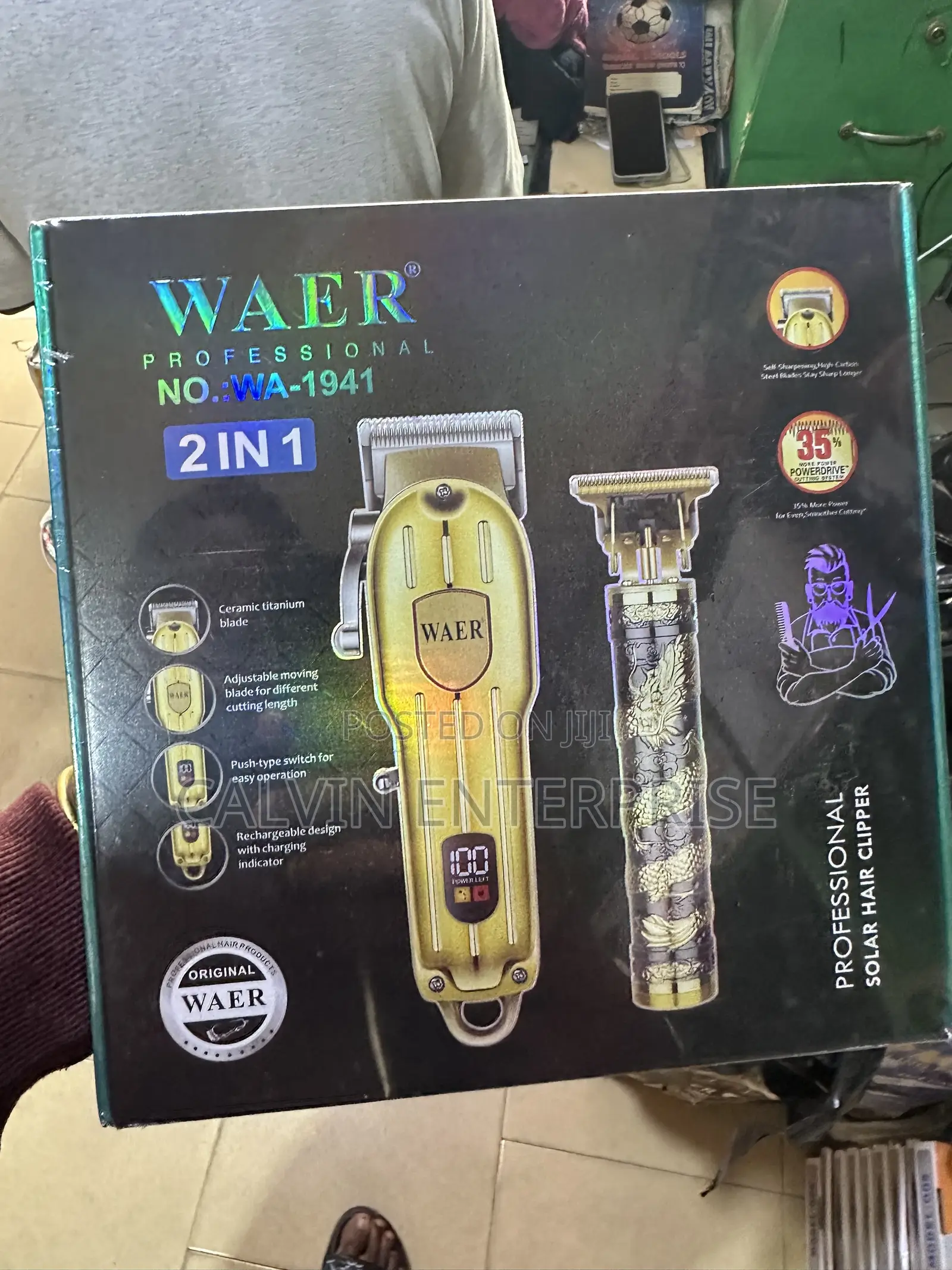 Professional Solar Hair Clipper 2 in 1