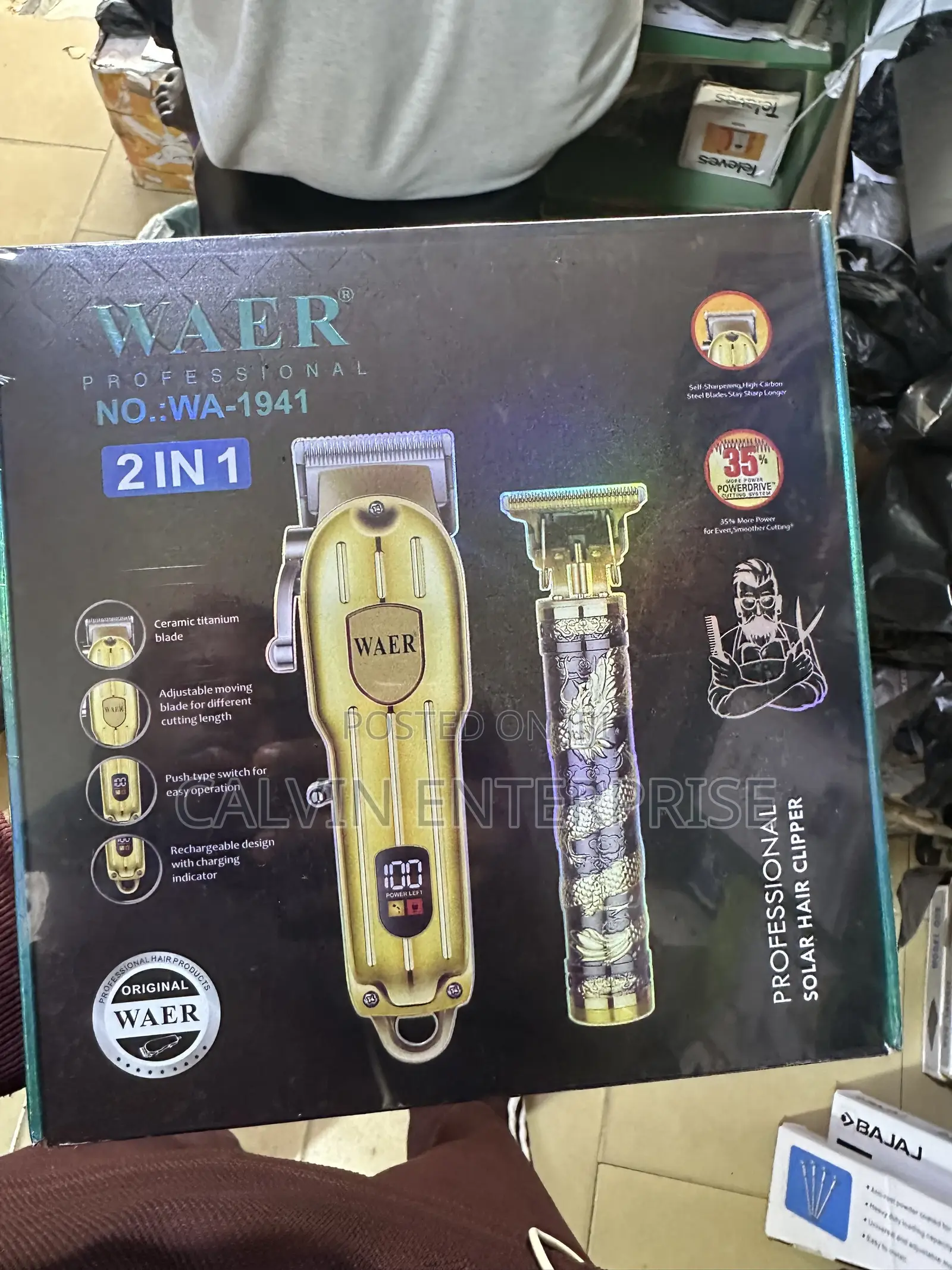 Professional Solar Hair Clipper 2 in 1