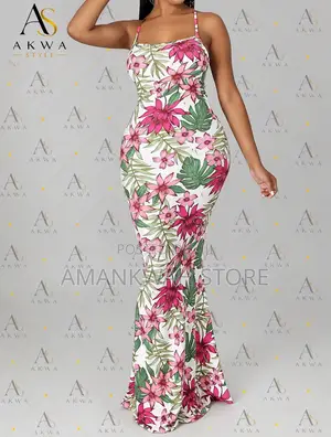 Women’s Floral Print Backless Maxi Dress – Cross Strap Bodycon Long Dr