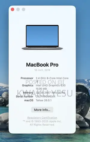 Laptop Apple MacBook Pro 2019 32GB Intel Core i9 SSHD (Hybrid) 1T