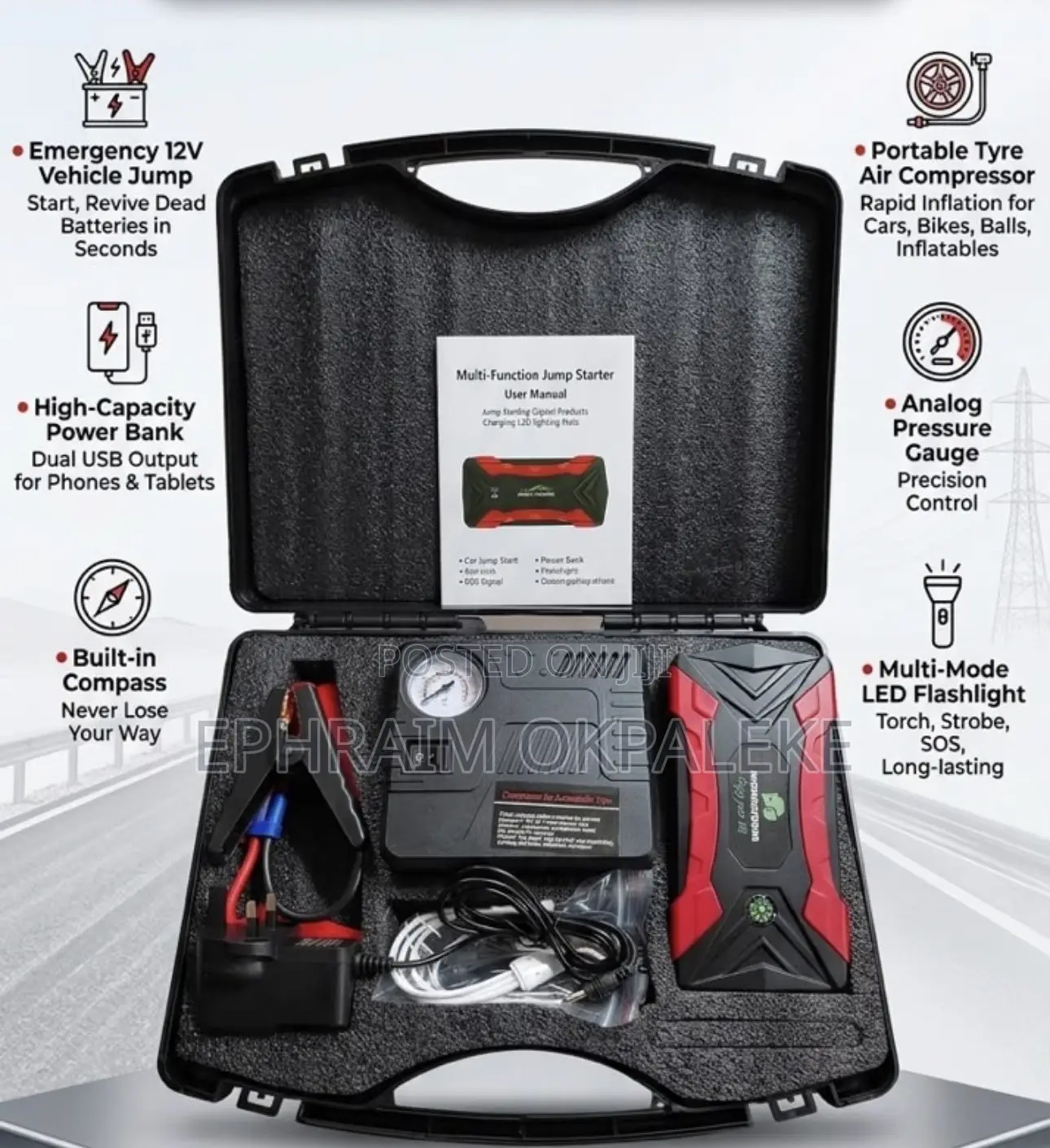 Universal Jumpstart and Tire Pressure Pumping Machine