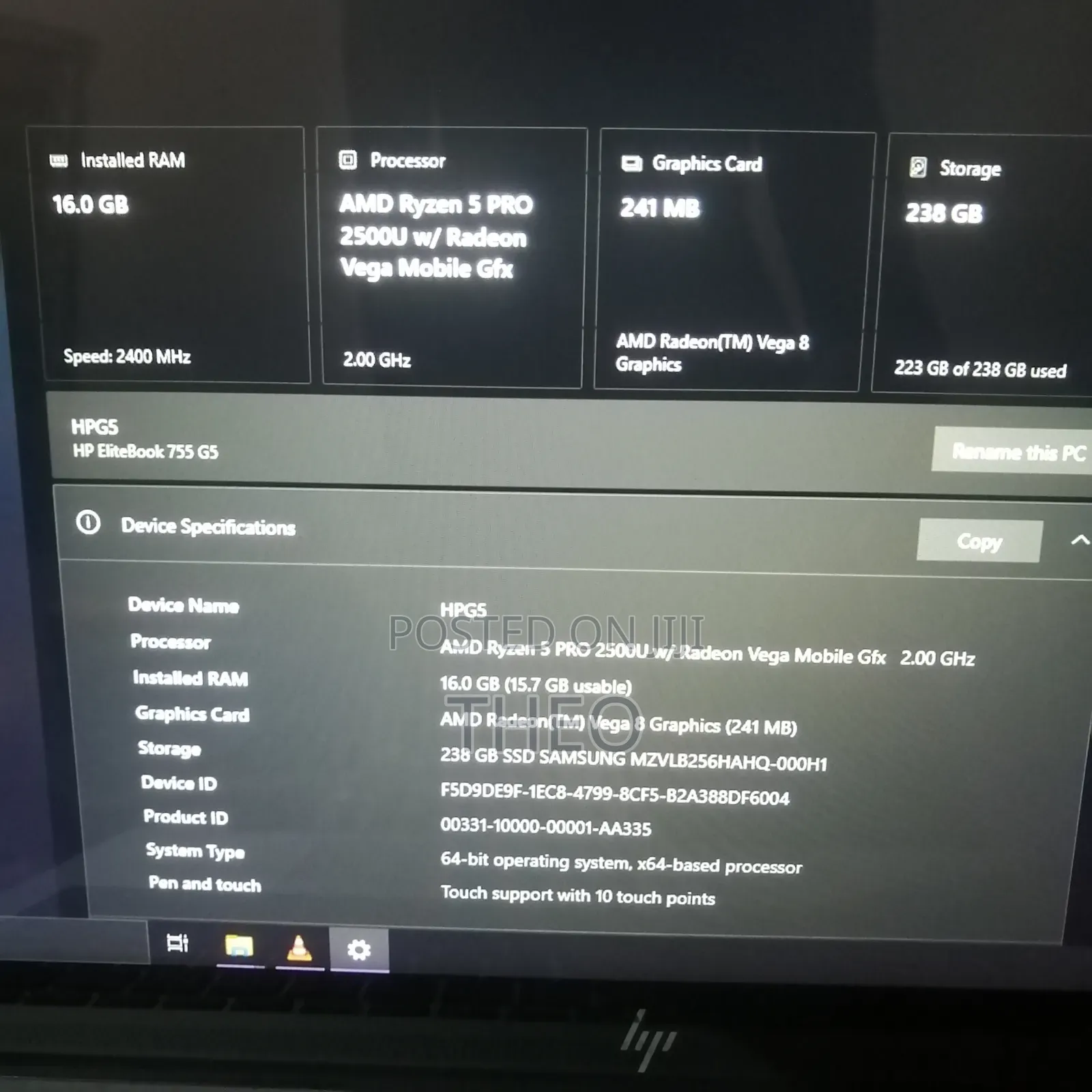 Laptop HP EliteBook 755 G5 16GB AMD Ryzen 5 SSD 256GB
