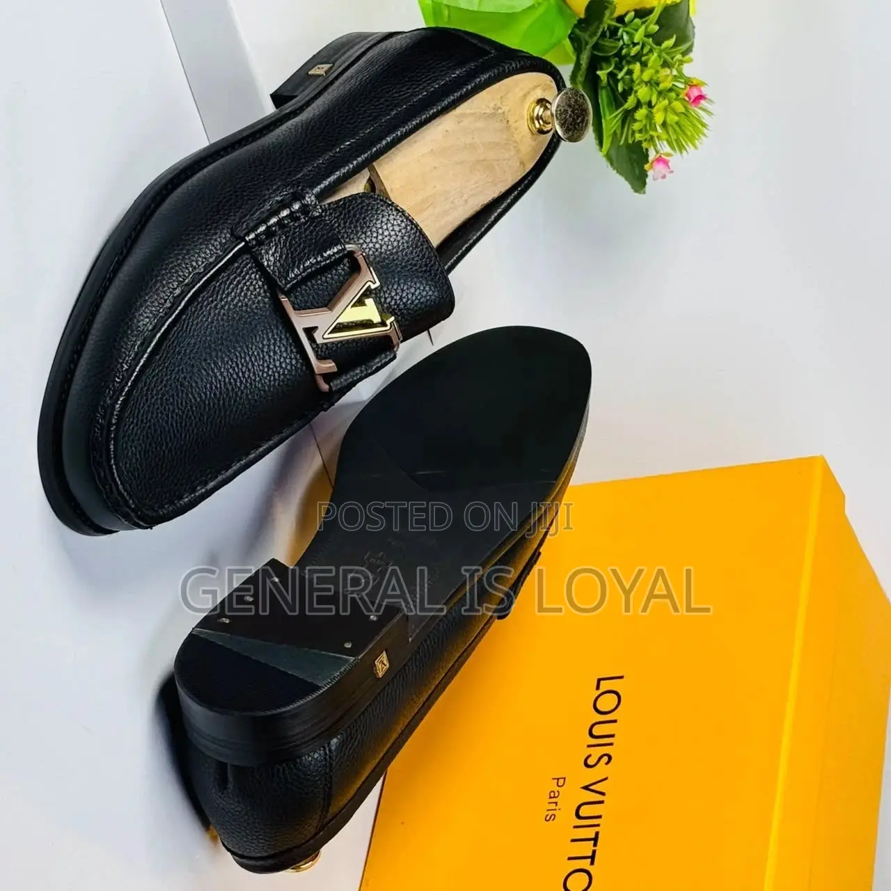 Louis Vuitton Black Classy Textured Leather Men's Dress Loafers