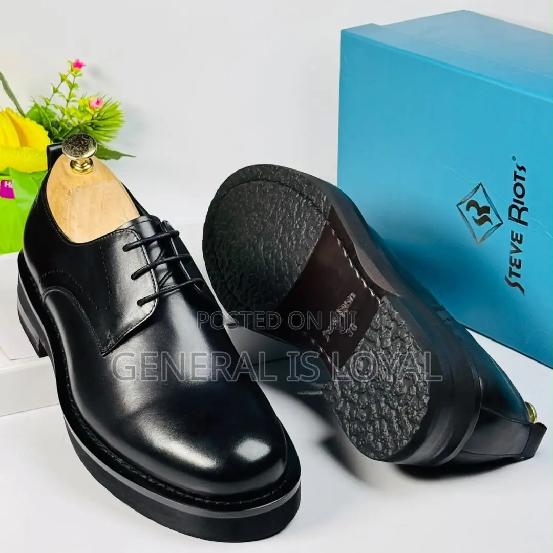 Steve Riot Black Thick Gum Sole Chunky Men’s Shoe