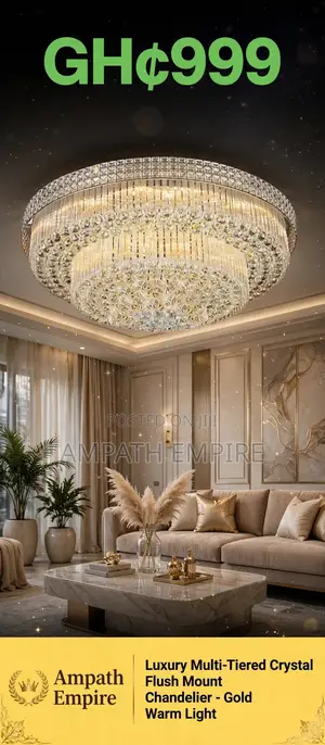 Luxury Multi-Tiered Crystal Ceiling Chandelier - Gold Warm Light